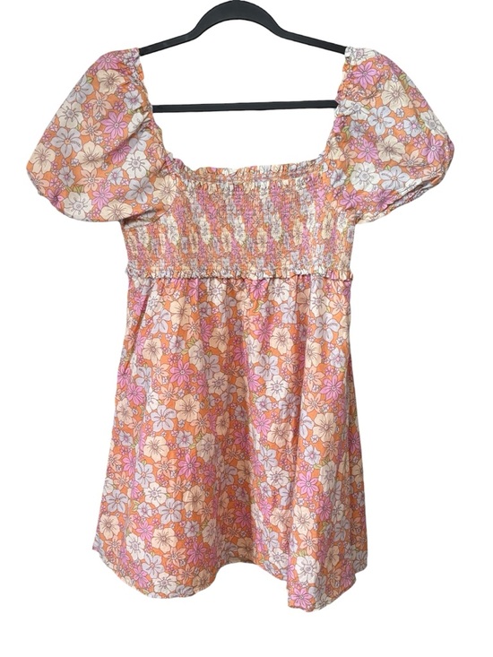 Aritzia Sunday Best Linen Blend Hadley Floral Puff Sleeve Babydoll Mini Dress XL - Picture 4 of 12